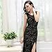 Miusol Women's Sleeveless Long Black Lace Split Side Evening Formal Dress, Black, Medium