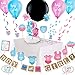 Gender Reveal Party Supplies Pack by ARTIT with 36' Big Black Balloon, Pink and Blue Confetti - Baby Shower Decorations Kit with Boy or Girl Favors - Banner Centerpiece Swirls Tablecloth Photo Props