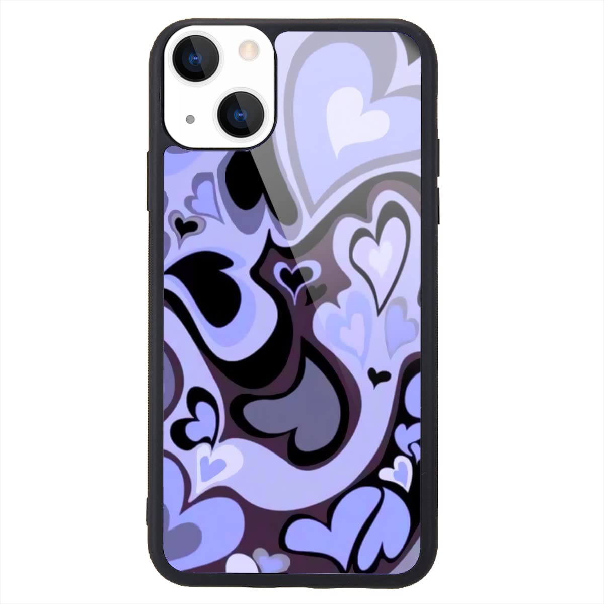 MAYCARI Aesthetic Cute Purple Heart Printed Cases for iPhone 14 Pro，Slim Soft TPU Hard Back Shatter-Resistant Shockproof Anti-Fall Protective Girly Painting Art Cover Case for Girls Women