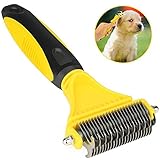 Airsspu Dematting Tool for Dogs, Dematting Comb for Cats, Dog Grooming Brush Tool, 2 Sided Steel Undercoat Rake for Dogs and Cats with Long or Short Hair