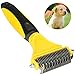 Airsspu Dematting Tool for Dogs, Dematting Comb for Cats, Dog Grooming Brush Tool, 2 Sided Steel Undercoat Rake for Dogs and Cats with Long or Short Hair
