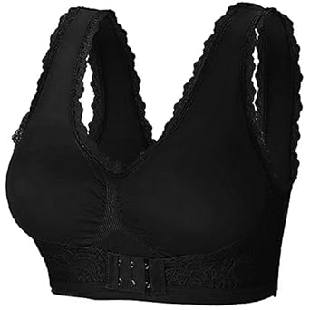 JUNLAN Lace Trim Cross Front Removable Cups Light Support