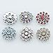 Soleebee 6pcs Mixed Alloy Rhinestones Snap Buttons Jewelry Charms (Peacock Spreads Its Tail)