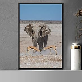 signwin Framed Canvas Wall Art Elephants Animals Dramatic...