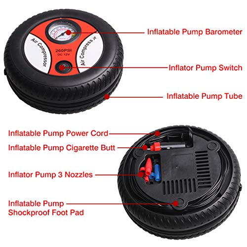 Tire Air Compressors & Inflators Portable Car Air Pump 12V DC Compact Tire Inflator Car Inflator for Car, Bicycle, Motorcycle, Balls