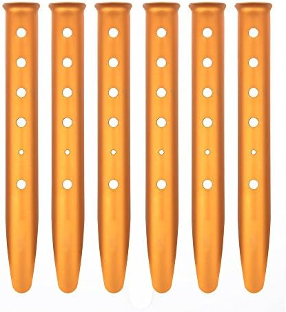 SPARIK Enjoy Aluminum Big Sand Tent Stakes Pack of 10 Orange Color for Camping/Trip / Hiking/Backpacking or Other Outdoor Activities Snow Tent Pegs