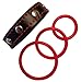 Ultimate54 Adjustable Leather Cock Ring 8.5 inch 3 snaps & 3 Red Silicone Male Erection Enhancement Rings