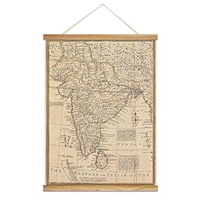 Hanging Poster with Wood Frames Rustic Map Canvas Artwork Wall Picture Home Decoration - 18"x24" inches