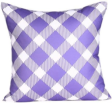 Cotton Linen Throw Pillow Case Cushion Cover Colorful18x18,CCMahn, Purple plaid