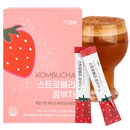 DALAMHARI KOMBUCHA TEA STRAWBERRY 15EA | 19KCAL SPARKLING SUGAR FREE HEALTHY SODA DRINKS