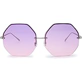 The Fresh Fashion Designer Huge Hexagon Metal frame Ocean Colored Lens Sunglasses Gift Box