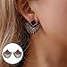 super Blackzone Lovely Girl Daily Makeup Women Vintage Ethnic Style Rhinestone Earrings Fan-Shaped Bohemian Ear Stud Gift