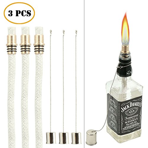 OEXEO Wine Bottle Tiki Wicks,Oil Lamps,Tabletop Torch,Patio Torch,Table Top Torch Lantern Kit for Spring Summer Nights/Outdoors (3 Pack)