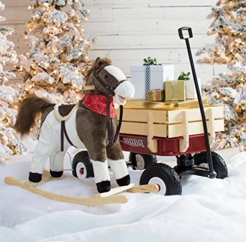 Rocking Horse For Kids, For Toddlers, With Sound And Movement Riding Plush Horse, Durable Wood Base