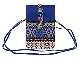 KISS GOLD(TM) Women's Folk Style Mini Shoulder Bag Cellphone Pouch(Dark Blue)