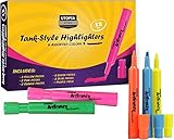 Pack of 12 Tank-Shaped Highlighters in Assorted Neon Colors - Non-Toxic Odorless Ink - With Durable Chisel Tip - Quick Drying Formula - by Utopia Home