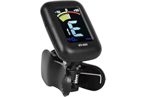 SundiooK Clip on Digital Tuner Violin, Viola, Cello and Double Bass for 360 Rotating, ABS Black, Powered
