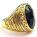 KONOV Mens Crystal Stainless Steel Ring, Classic Oval, Black, Size 9