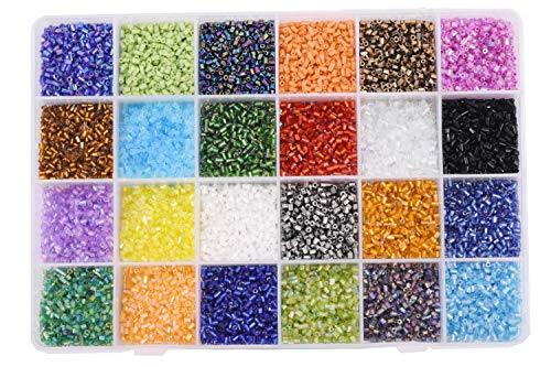 Mandala Crafts 11/0 Glass Seed Beads for Professional Beadwork, 21000 Pcs Hexagon Rainbow Glass Beads