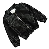 Mingao Boys and Girls PU Leather Jackets Double Layer Warm 1-8 Years