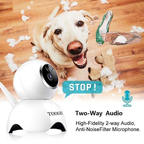 TOOGE Pet Dog Camera Wireless Home Security Camera FHD WiFi Indoor Camera Pet Monitor Cat Camera Night Vision 2 Way Audio and Motion Detection