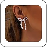 Andelaisi Boho Pearl Bow Earrings Vintage Bowkont Stud Earrings White Pearl Earrings Pearl Butterfly Knot Earrings Jewelry for Women