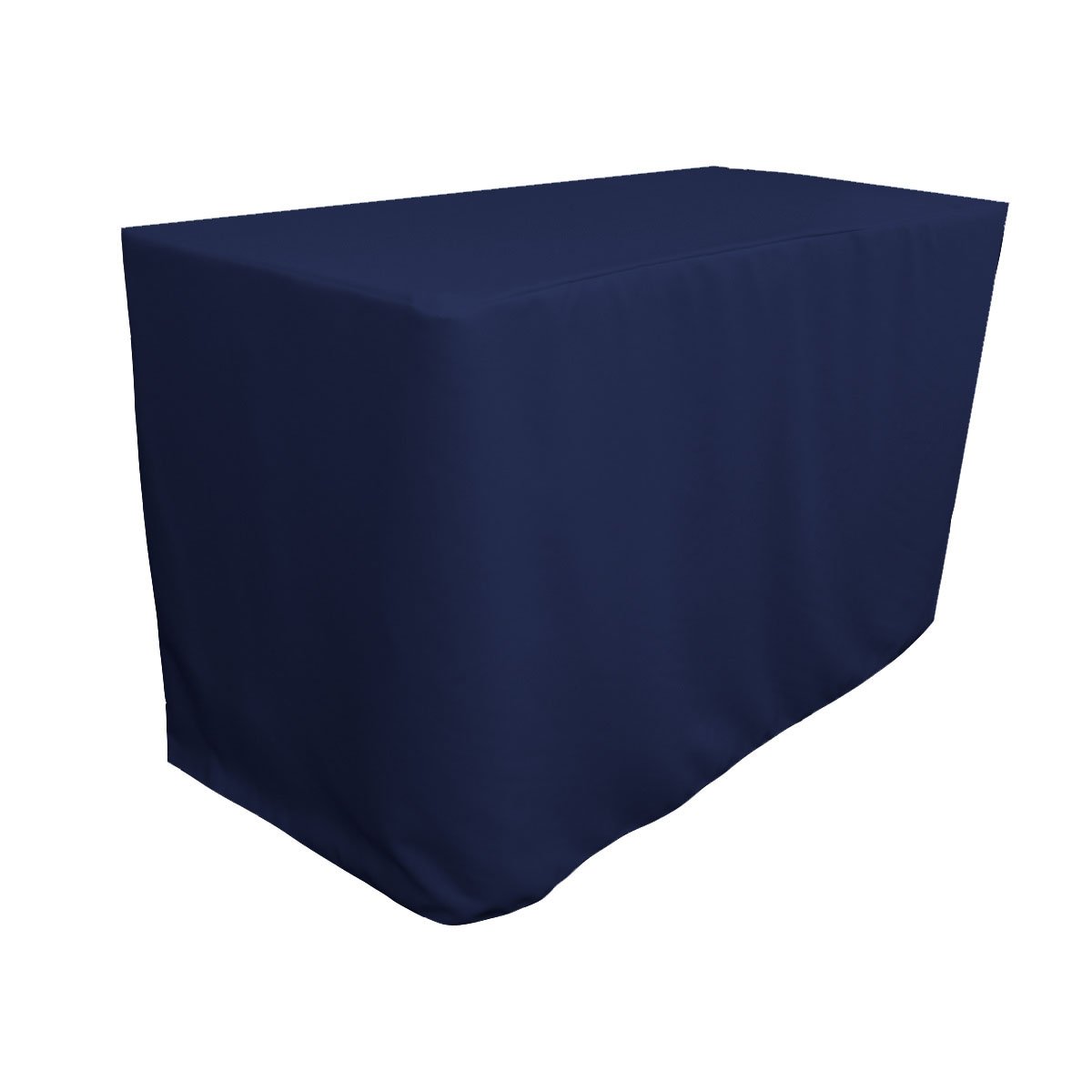 LA Linen Polyester Poplin Fitted Tablecloth 48 by 24 by 30-Inch, Navy Blue, 122 x 61 x 0.2 cm