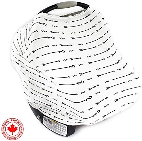 Ultrasoft Multi-Use Stretchy Baby Car Seat Canopy, Nursing Cover, High Chair Cover, Shopping Cart Cover, Infinity Scarf with Bonus Drawstring Bag "The Archer"
