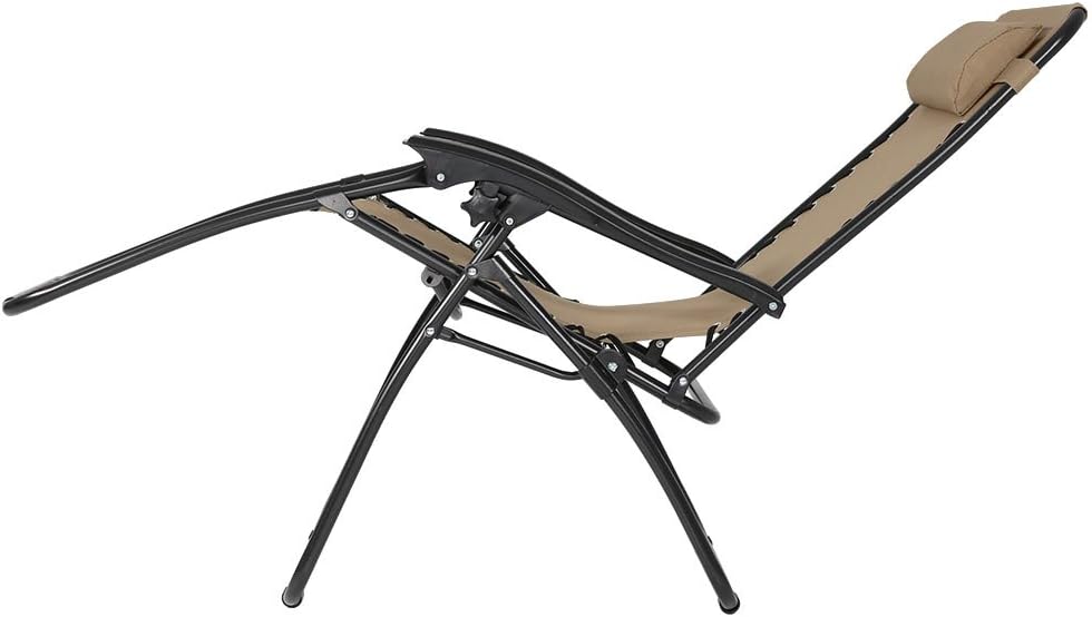 Sunnydaze Outdoor Zero Gravity Chair 2 Pack with Patio Table Cupholders and Pillows Included Khaki: Kitchen & Dining