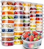 50pk 8oz Small Plastic Containers with Lids - Slime Containers with lids Freezer Containers Deli Containers with Lids - Food Containers Meal Prep Food Prep Containers Plastic Food Containers with Lids