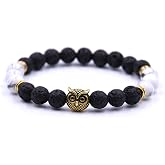 JOYA GIFT Couple Bracelets Owl Charm Beaded Bracelets Set Womens Healing Energy Lucky Stone Bracelets