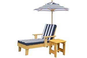 Elevated Dog Bed with Removable Cushion, Modern Dog Lounge Chair with Shade Umbrella and Side Table, Outdoor Pet Chaise for B