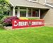 Merry Christmas Banner | Large Xmas Sign | Huge Xmas House Home Outdoor Party Decoration primary