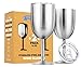 Stainless Steel Wine Glasses, Double Wall Insulated with Lids - Set of 2, Metal Wine Glass for Outdoor Travel, Camping, Red White Wine Goblet, 14oz, Unbreakable, Shatterproof, Portable, BPA Free