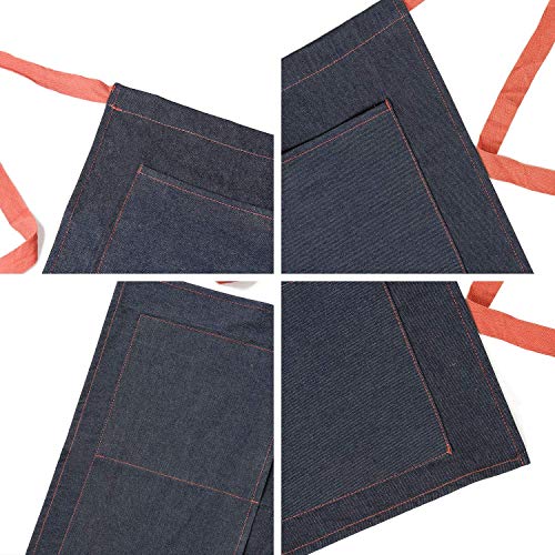 NA 100% Baumwolle VEIKERY 5 Sets (30,5 x 66 cm) Kellner-Schürze mit 3 Taschen für Damen und Herren, halbe Schürze… – Bild 5