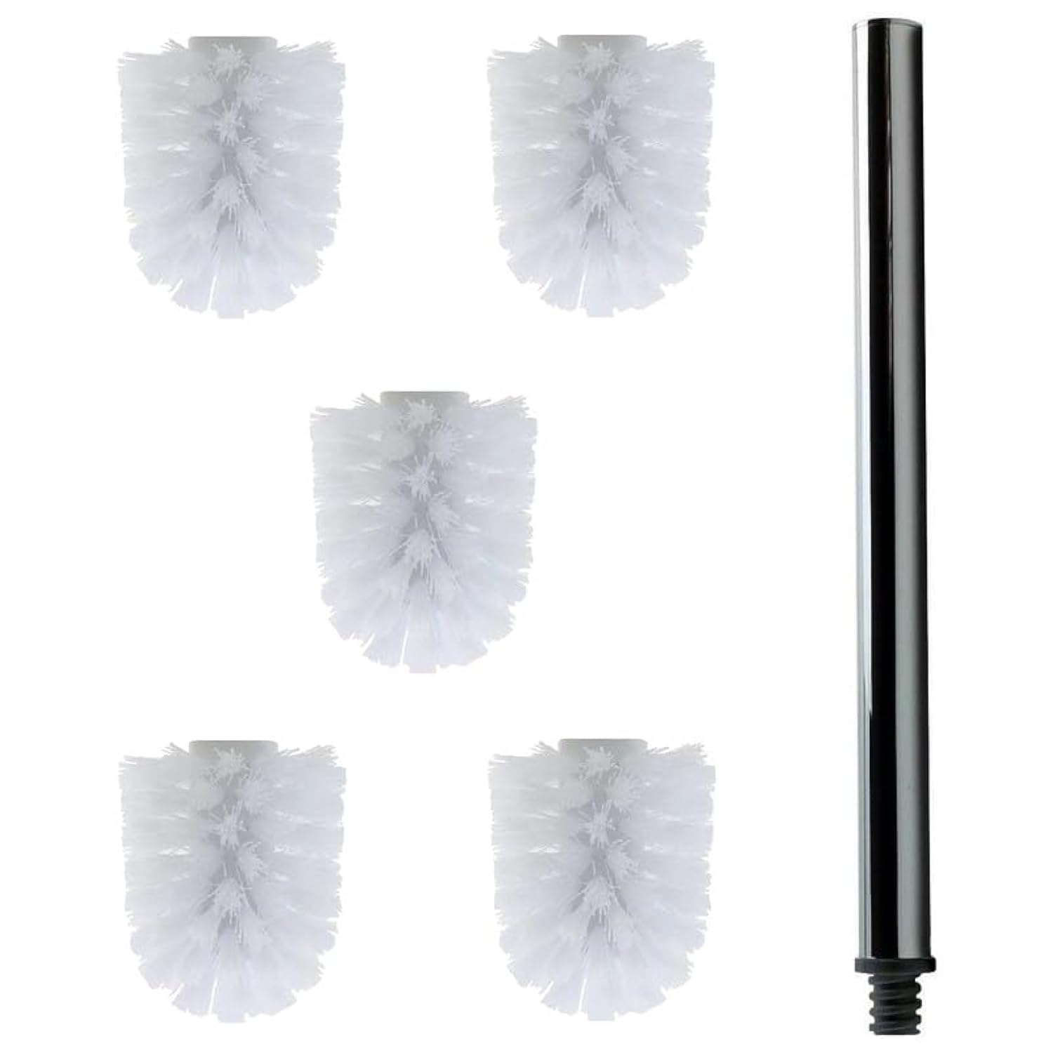 5 x white brush head + Handle 41 cm/Toilet Brush/Toilet Brush