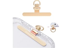 Turkalla Phone Tether Tab, 360° Rotation Ultra-thin 0.2mm Bending Design Universal Stainless Steel Phone Lanyard Tab Without Adhesive,Metal Phone Lanyard Replacement Patch for Cell Phone (Gold)