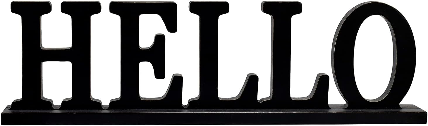 Wood Letters Decor Freestanding Hello Wood Sign,Decororative Hello Tabletop Wooden Sign,Wooden Hello Sign for Rustic Home Decor