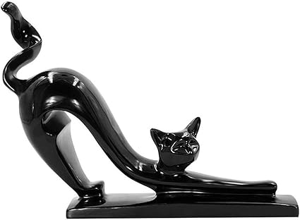 Aoneky Figurine Chat En Resine Sculpture Design Moderne Statuette Decorative Pour Chambre Bureau Cadeau Pour Anniversaire Noel Noir Amazon Fr Cuisine Maison
