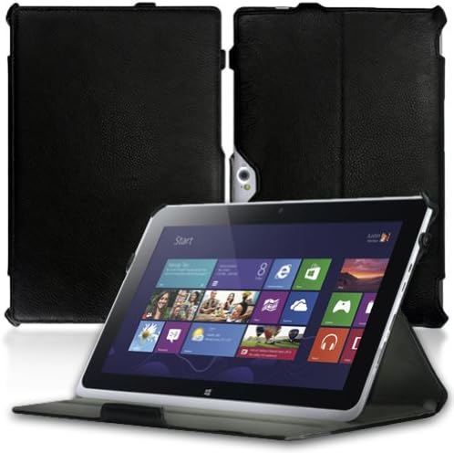 MiniSuit Slim Profile Hand Strap Case for Acer Iconia W510 (Black PU Leather)