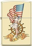 Zippo Pinup Nautical Flag Cream Matte Windproof Pocket Lighter