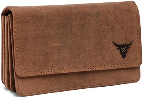 KRYPT 'Daisey the Dear' RFID-blocking genuine buffalo leather wallet in vintage style - RusticBrown