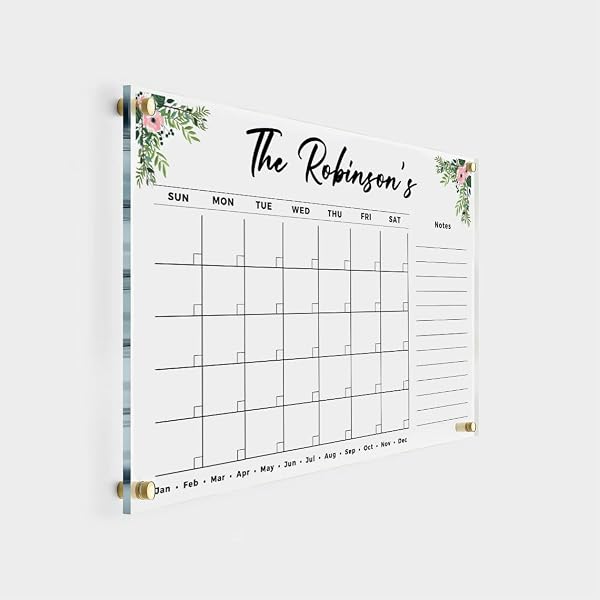 Amazon.com: Acrylic Floral Wall Calendar - Personalized Calendar 2024  Family Planner, 2024 Calendar w Marker, Monthly and Weekly Personalized  Note Board : Handmade Products