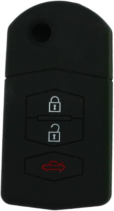 BROVACS Silicone Cover Protector Case Holder Skin Jacket Compatible with MAZDA 3 Button Flip Remote Key Fob CV9530 Black