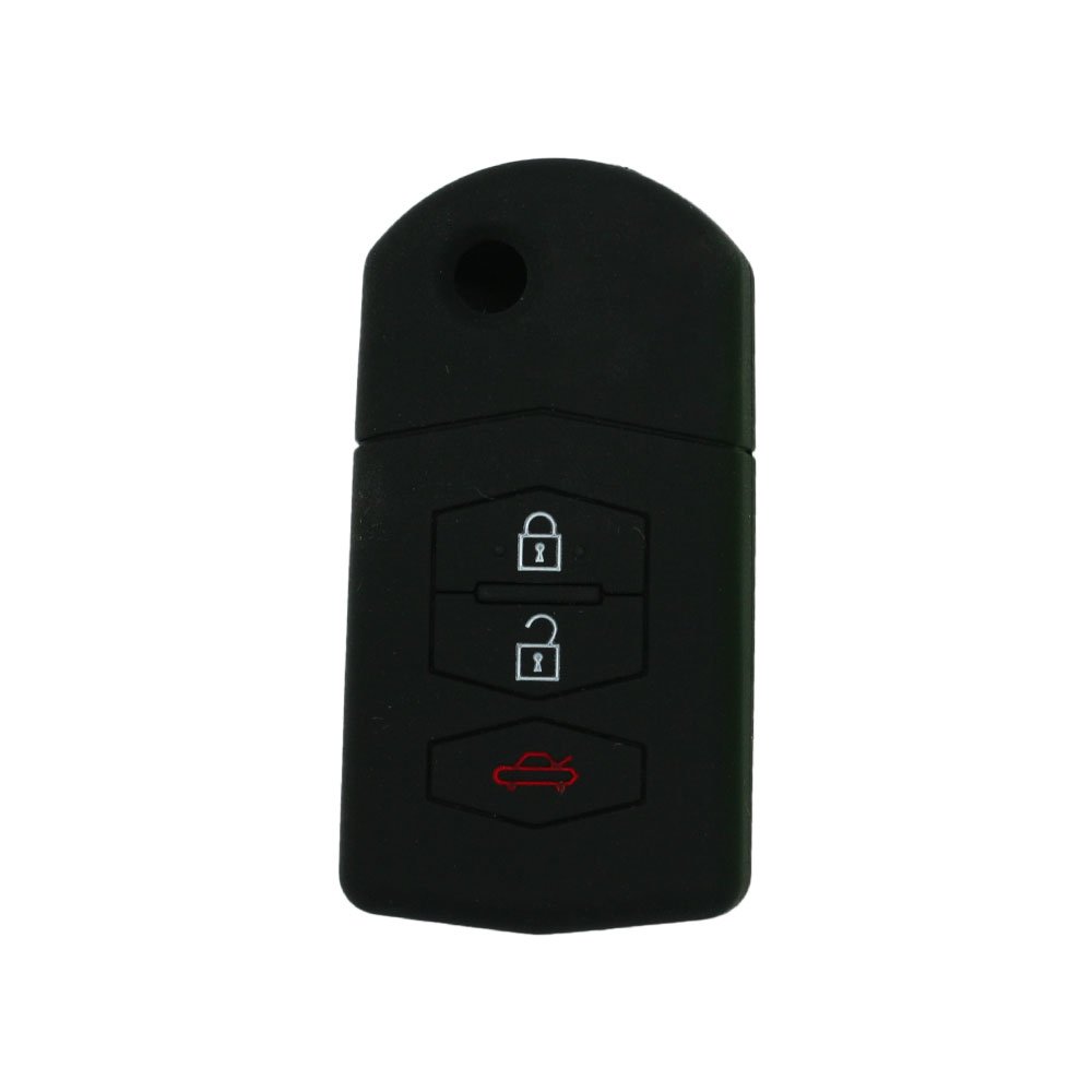 BROVACS Silicone Cover Protector Case Holder Skin Jacket Compatible with MAZDA 3 Button Flip Remote Key Fob CV9530 Black