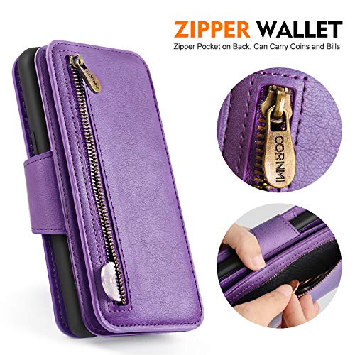 Cornmi Galaxy S9 Case,Detachable Wallet Leather Cover 11 Card Slots Wristlet and Shoulder Strap Handbag Purse Flip Stand Slim Mirror case for Samsung Galaxy S9 G9600 5.8in … - Thumbnail 4