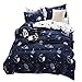 STFLY Kids Space Bedding Solar System Bedding for Boys Girls Soft Microfiber 3Pcs Duvet Twin Bed Sheets Sets Star Galaxy Satellites Bedding Set ( Space Satellites , Twin)