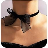 Egfyqzbryn Bow Choker Necklace Sexy Bow Tie Choker Adjustable Gothic Lace Neckband Retro Lolita Sweet Collarbone Necklace Prom Wedding Party Trendy Jewelry for Women
