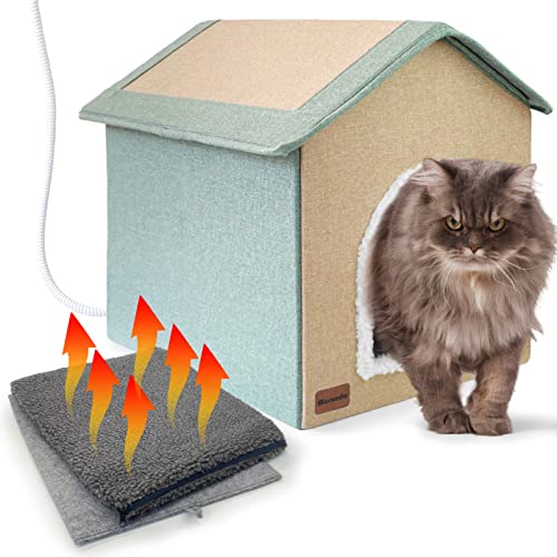 MARUNDA Heated Cat Houses for Outdoor Cats in Winter, Heated cat House
