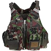 JKSPORTS Fly Fishing Vest - Fishing Safety Life Jacket for Swimming, Sailing, Boating, Kayak - Floating Multifunction Breathable Backpack for Men and Women - Adjustable, Grey/Green/Red/Blue